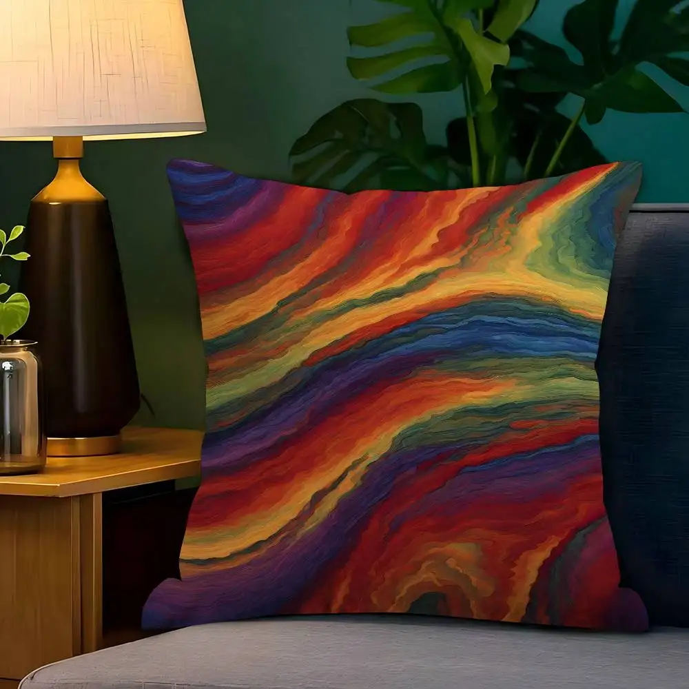 

Rainbow Swirls Decorative Room Aesthetics Pillow Case Home Decor Bedroom Sofa Bed Couch Pillow Cover 45x45