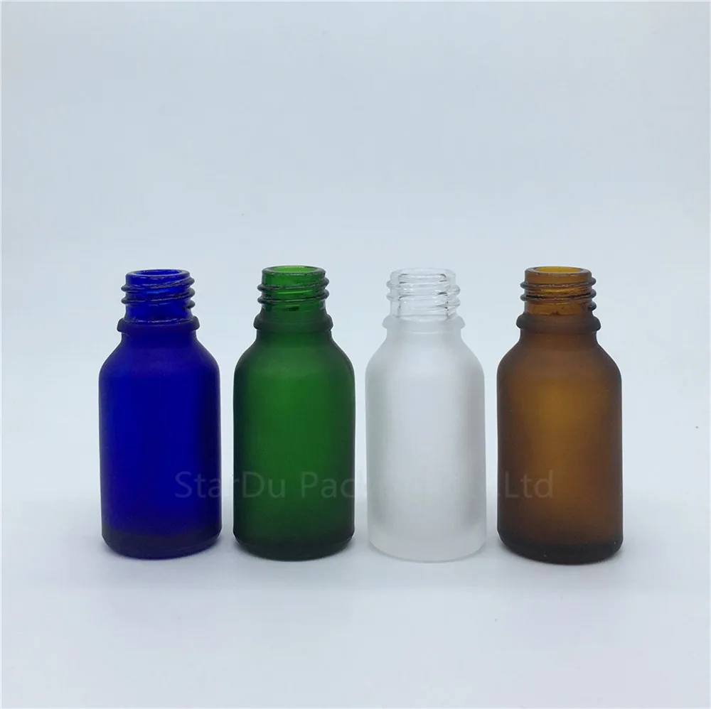 Travel Bottle 500pcs 15ml Amber Green Blue Transparent Frosted Glass Essential Oil bottle, 15cc Glass Perfume Dropper Bottle