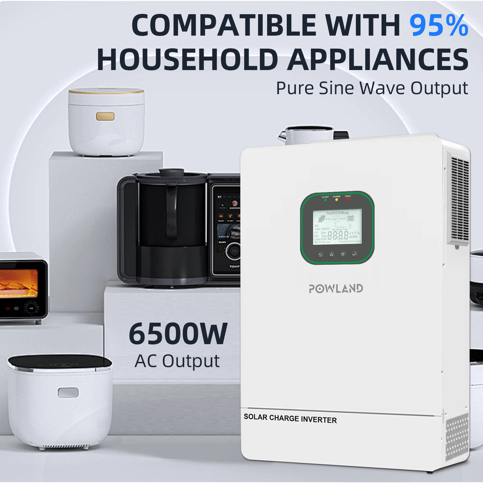 EASUN POWER 6500 واط الهجين العاكس 48 فولت MPPT شاحن بالطاقة الشمسية نقية شرط لموجة العاكس للمنزل يمكن أن تعمل لا بطارية 6.5KW العاكسون