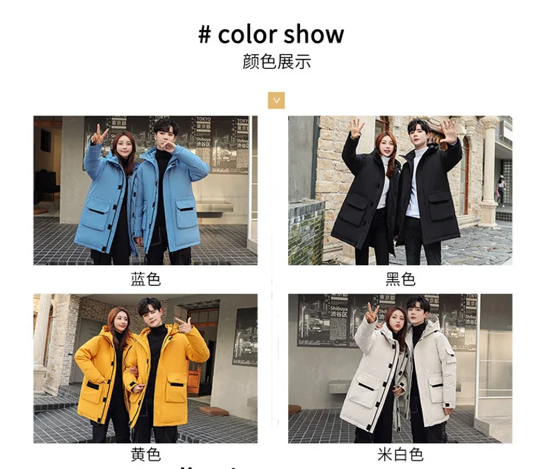 Men Mid Length Workwear Down Parkas Men Couple Fashion Down Parkas Men White Duck Down Casual Warm Winter New Stylish Parkas