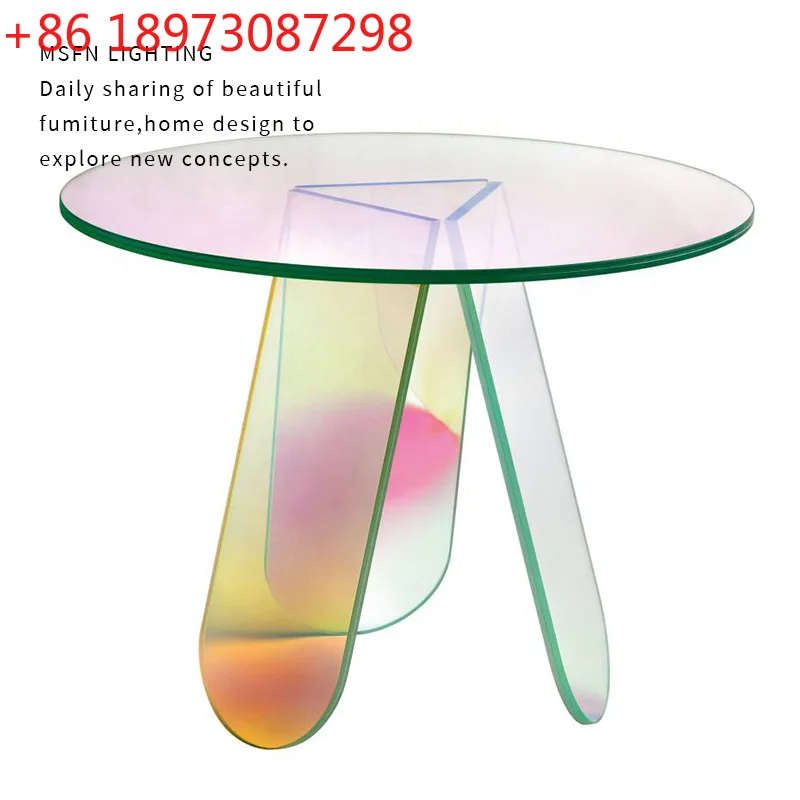 

Rainbow coffee table Modern simple balcony coffee table Light luxury corner table