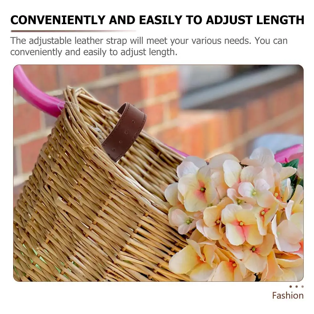 

2 Pairs Bike Basket Belt Kids Adjustable Straps Sturdy Material Front Bicycle Accessories Brown Color Bike Strap