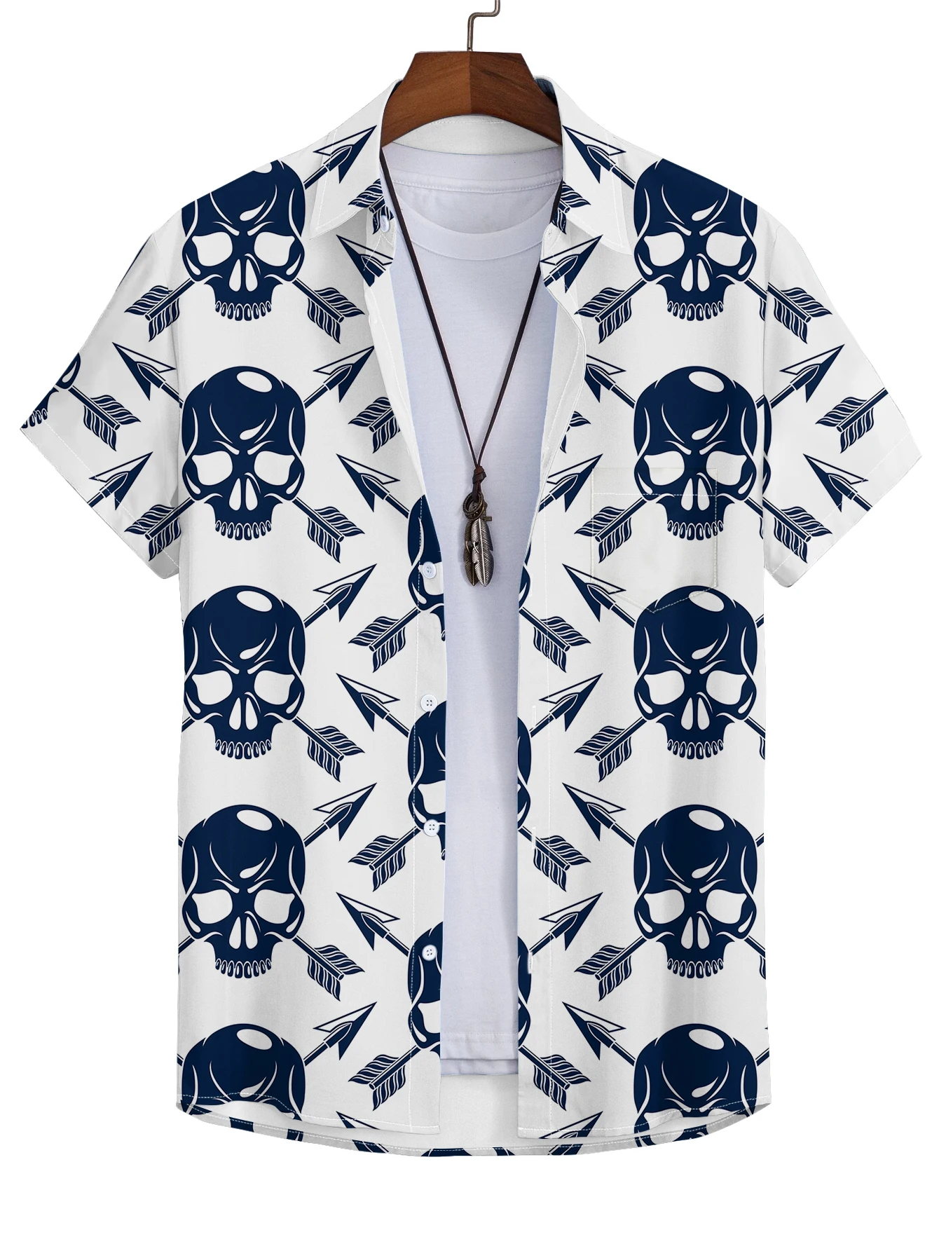 Skull Hawaiian Shirts Beach Summer Men\'s Shirt Tropic Horror 3D Print Shirts Women Fashion Blouse Short Sleeve Vocation Tops