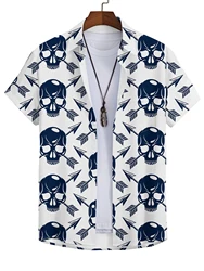 Skull Hawaiian Shirts Beach Summer Men's Shirt Tropic Horror 3D Print Shirts Women Fashion Blouse Short Sleeve Vocation Tops