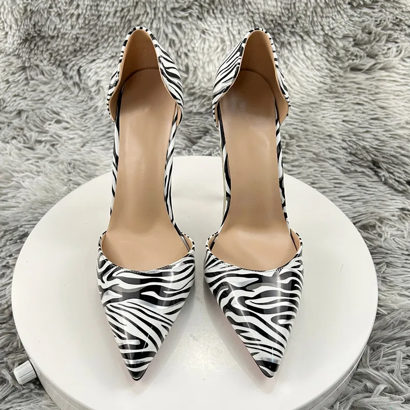 Tikicup Zebra Print Women Sexy D;Orsay punta a punta scarpe con tacco alto abito formale da donna africana décolleté a spillo Plus Size 33-45