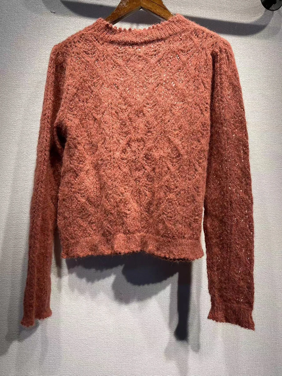 Suéter liso ahuecado para mujer, jersey ajustado de manga larga con cuello redondo para otoño e invierno, Jersey de punto de ganchillo informal Simple Vintage