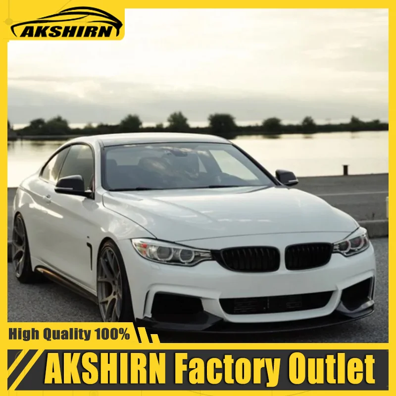 For BMW 4 Series F32 F33 F36 420i 430i 420d M440i 2014-2020 4Pcs Front Bumper Lip ABS Glossy Black Or Carbon Fiber Look Spoiler