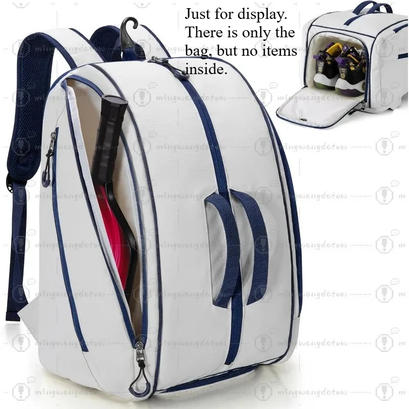 Waterproof Racket Backpack with Shoe Compartment, Adjustable Multi-Pocket Sports Bag for Men Women