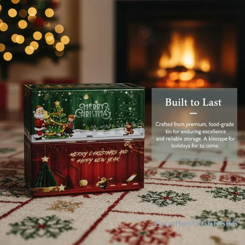 Tin Christmas Box Mini Rust Proof Vintage Style Iron Storage Box for Craft Supplies Small Snacks Xmas Gift Packaging