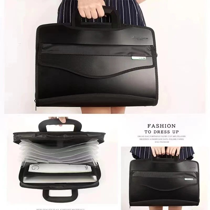 Bolsa de lona negra para documentos de oficina para hombres y mujeres, maletín de mensajero para computadora portátil, trabajo de mano, negocios, A4