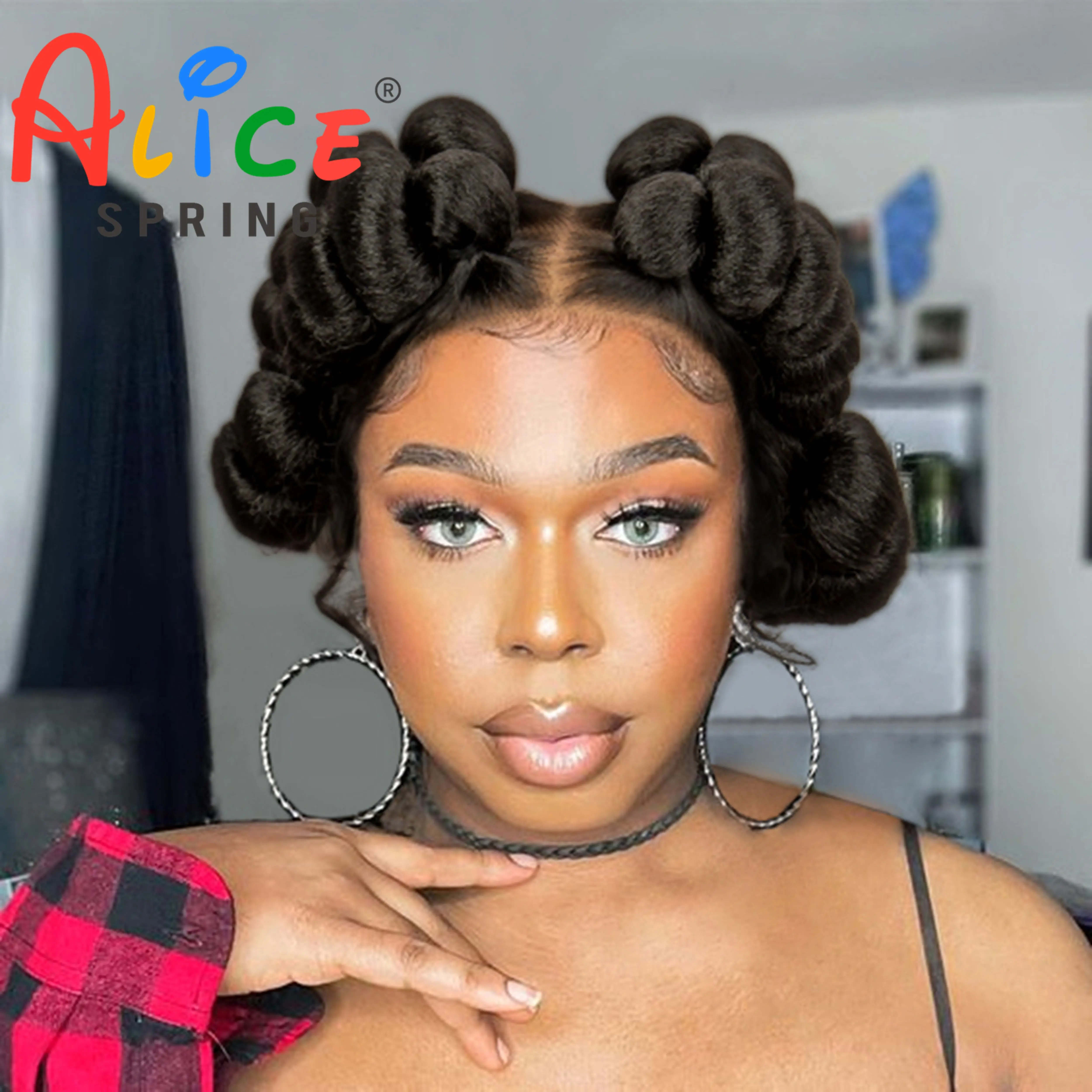 Perruque Full Lace Wig tressée synthétique, perruques courtes et mignonnes, faites à la main, document naturel, perruque transparente sans nœuds, 6 pouces