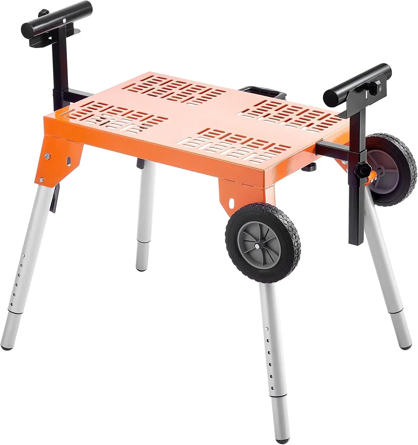 Miter Saw Stand with Tabletop and Wheels, 330lbs Load Capacity Steel Collapsible Rolling Stand for Miter Saw, Adjustable Height