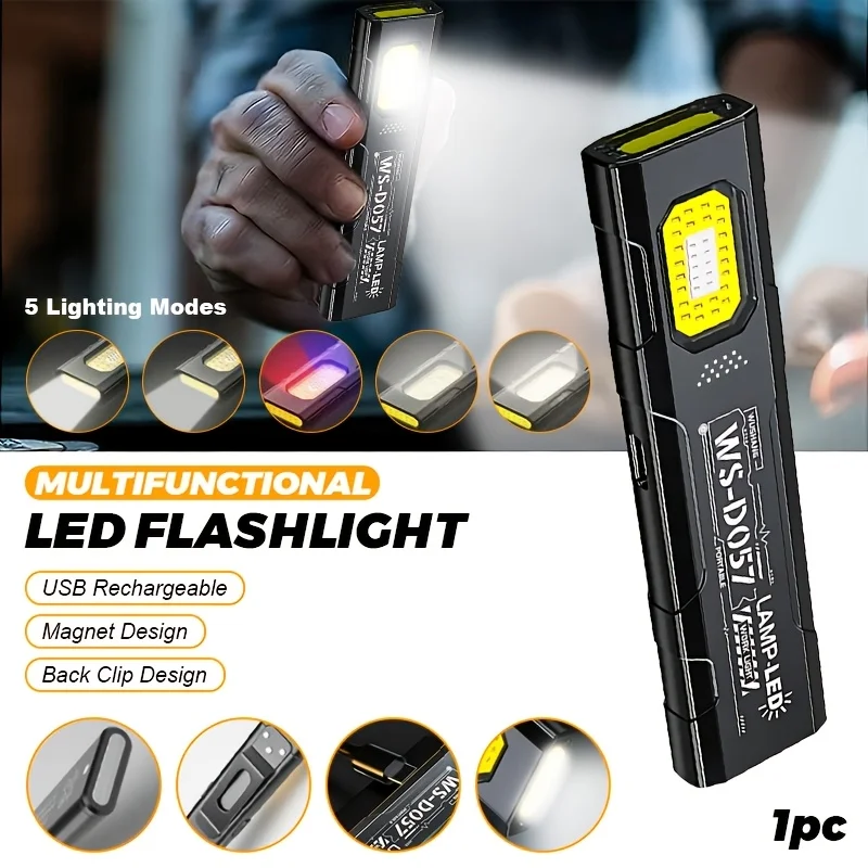 

Светодиодный фонарик COB, перезаряжаемый через USB Type-C, 600 лм, портативный мини-фонарь, карманный фонарь, рабочий светильник с магнитом для экстренных ситуаций