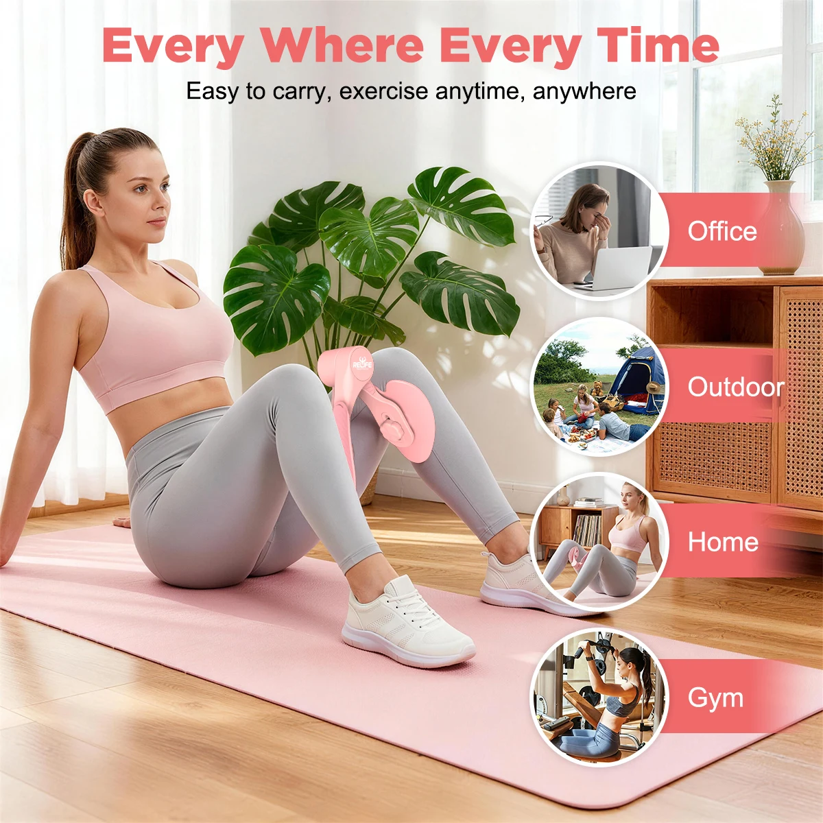 Thigh Master Pelvic Floor Muscle Trainer 360° Adjustable Leg Exerciser Multifunctional Inner Thigh Arm Buttocks Workout Home Fitness Equipment