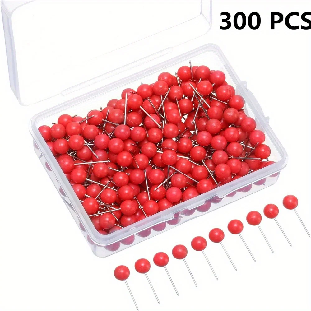 300pcs Pin Cork Board Marker Set Office Ball Push Pins Small Size Map Fixing Tacks for Easy Pinning