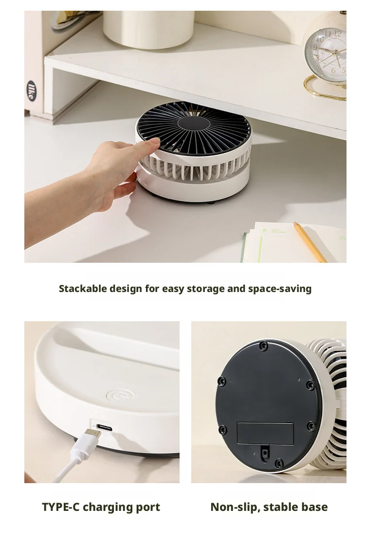 2026 New Desktop Fan USB Charging Model, Long Endurance Foldable Mini Retractable Fan, Dormitory Portable Desktop Electric Fan