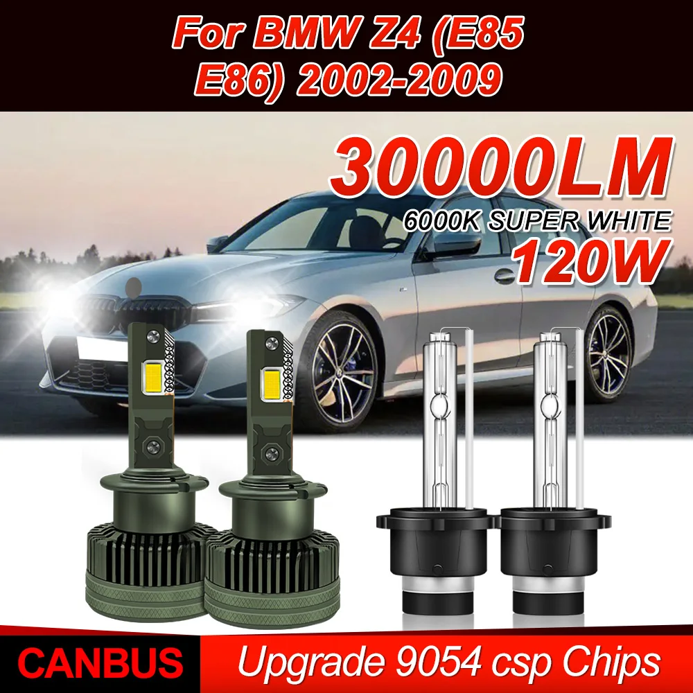 D2S Canbus LED Headlights Bulbs 30000LM 9054 CSP 1:1 Xenon HID Lamps 12V For BMW Z4 (E85 E86) 2002-2004 2005 2006 2007 2008 2009