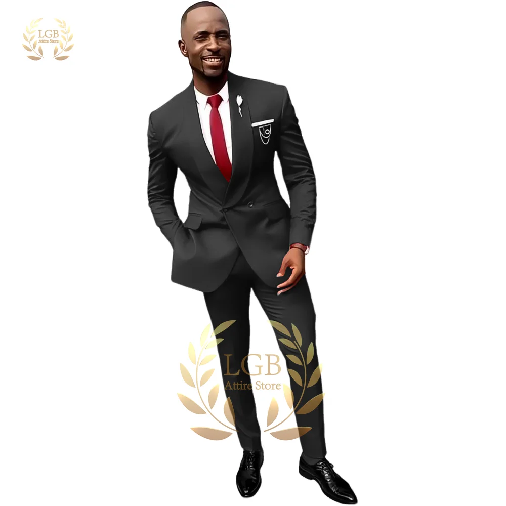 Men's 2 Button Double Breasted Shawl Collar Suit 2 Piece Suit - Slim Fit for Wedding Party, Dinner, Cocktail Party