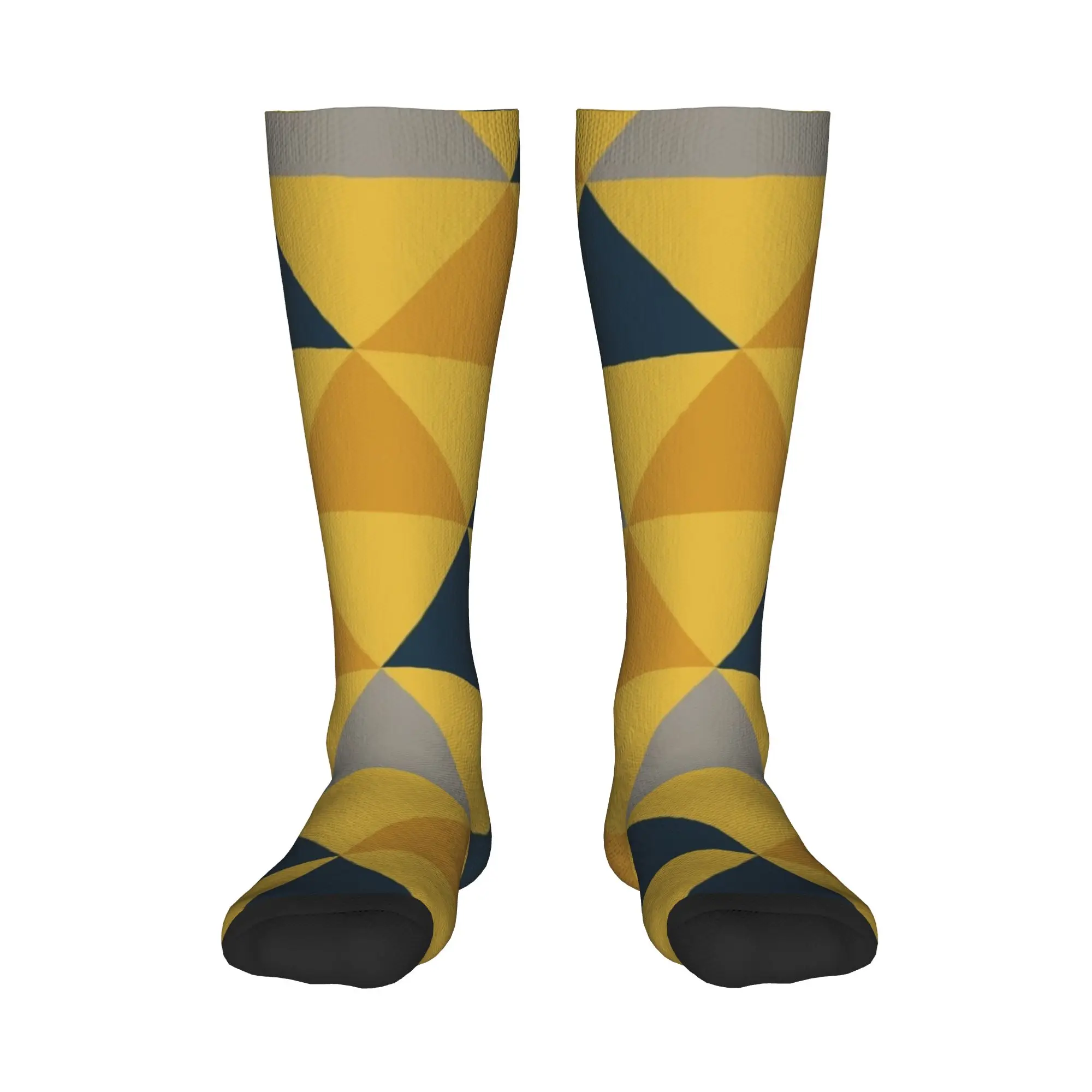 

All Seasons Crew Stockings Triangular Dark Mustard Yellow Socks Harajuku Fashion Hip Hop Long Socks for Women Birthday Present