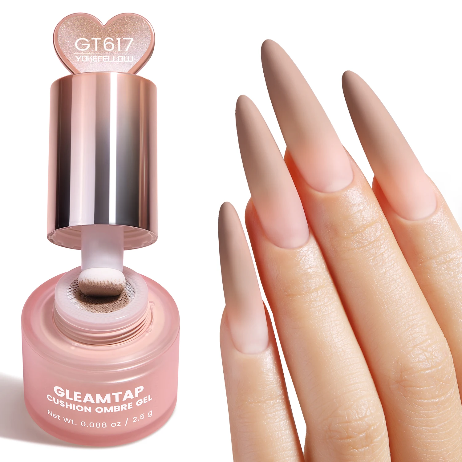 YOKEFELLOW GleamTap Cushion Ombre Painting Gel Schwämme Neon-Orange Hochpigmentiertes No-Wipe Gradient Pat Pat Gel Polish GT624 – Detail 19