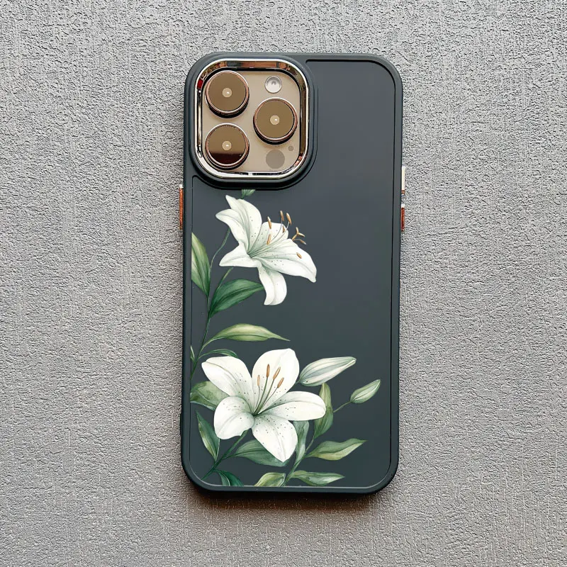 

Realistic Lily Flowers Pink And White Flower Silicone Phone Case For iPhone 15 16 Pro Max Plus 13 14 12 11 Pro Max XR XS X Cover