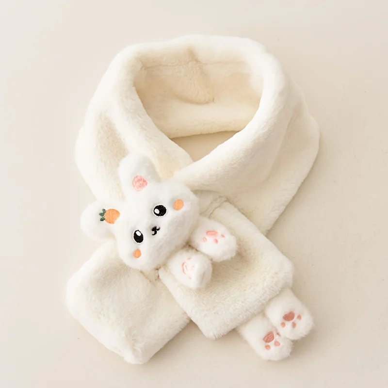 1pc Kids Scarf, Cartoon Bunny Design, Thickened Acrylic Knit, Warm Winter Accessory for Girls, 2-10 Years, Cute Style