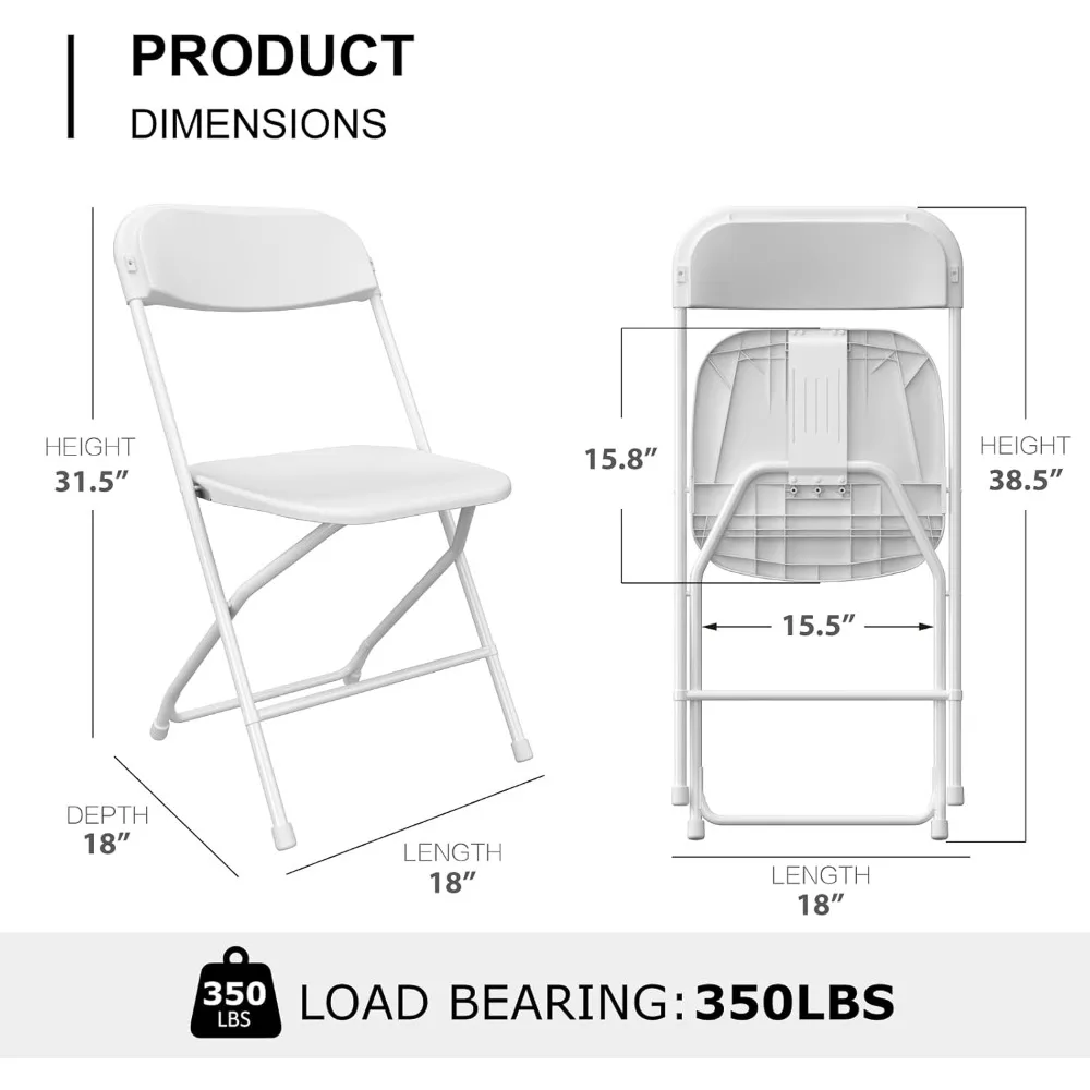 10 Pack White Folding Chairs, Portable Party Chairs,Plastic Folding Chair,Stackable Commercial Seats with Steel Frame for Office image 3