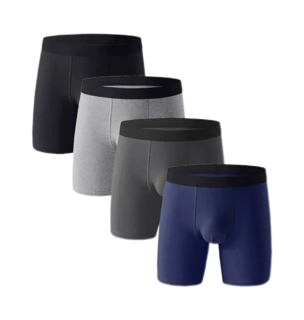 

4 Pack Men's Long Boxer Briefs - Athletic & Casual, Comfy Breathable for Youth