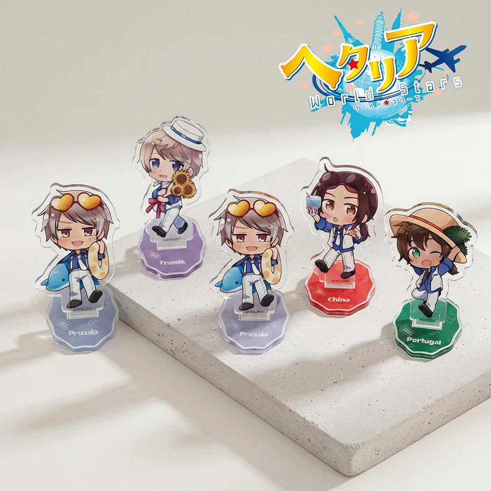 Hetalia World Stars Acrylic Stand Keychain Q Version Summer Travel China Prussia Russia Portugal Desktop Decor