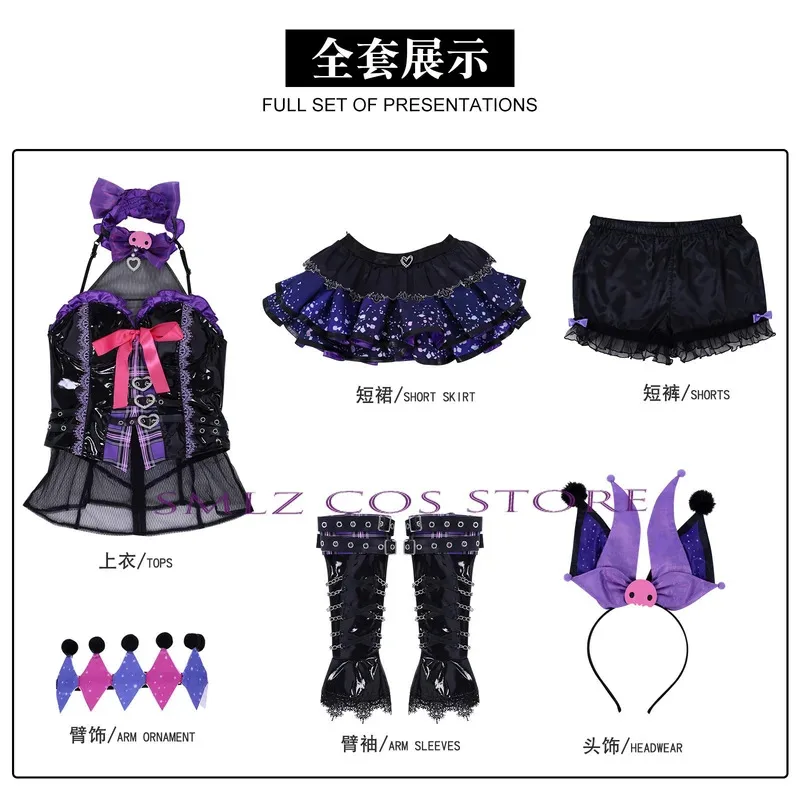Tessa Cosplay Game Naraka Cosplay Costume Devil Lolita Purple Kuromi Dress Wig Set Party Role Play Outfit for Woman clothing
