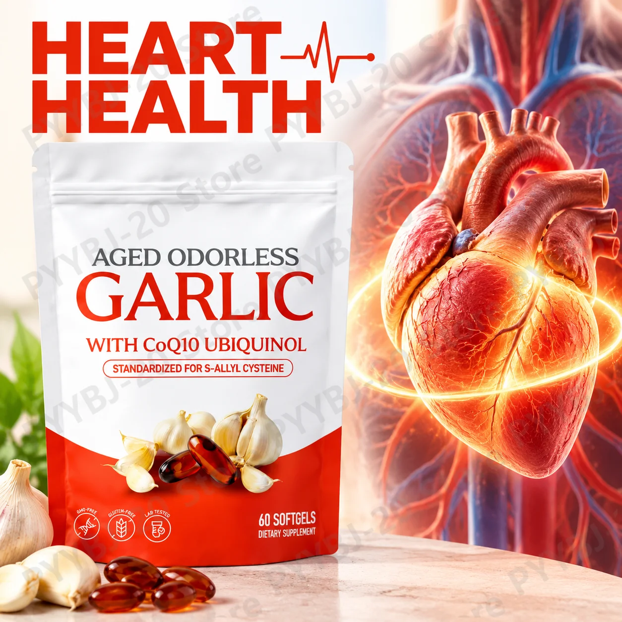 Coq10 Ubiquinol Softgel - Capsule di aglio in gelatina, senza