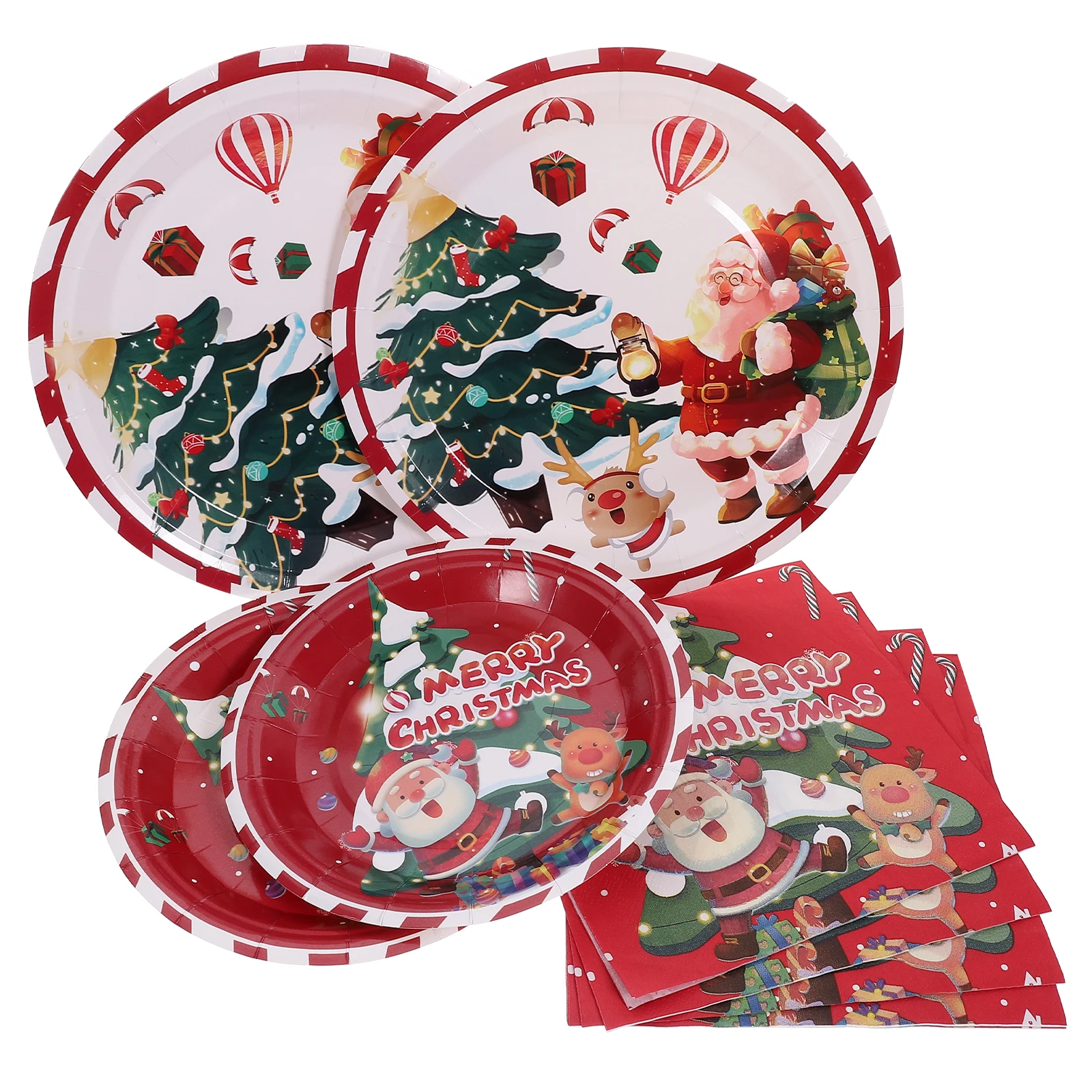 

40 шт., бумажные тарелки для рождественской столовой посуды