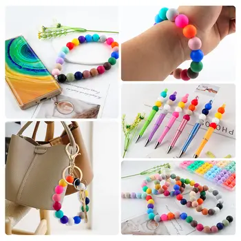 60顆9/12/15毫米圓形矽膠珠,散珠,用於珠寶製作、DIY串珠筆、手鍊、項鍊等配件 8 最佳銷售 脈輪珠 - №7