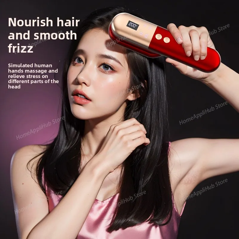 

Электрическая массажная расческа для роста, против выпадения волос, вибрация, терапия красным светом, 3 режима, массажер для головы, прямой уход, гладкие волосы