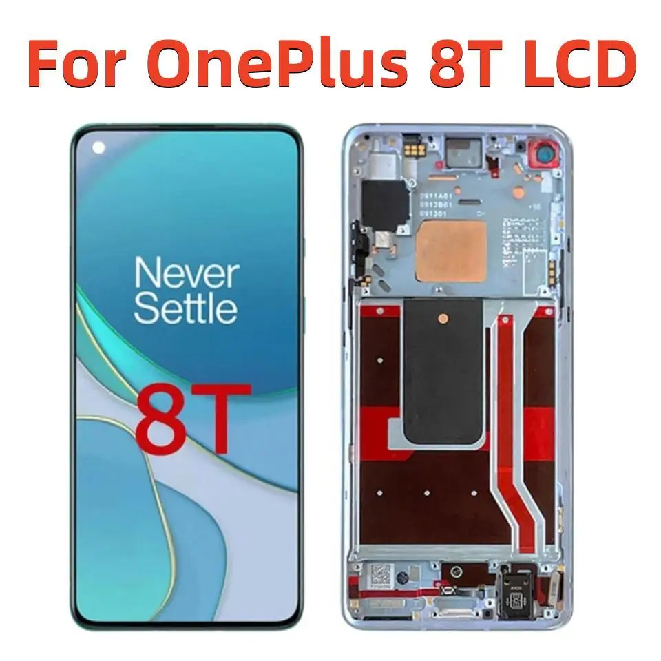 Original 6.55'' AMOLED Display for OnePlus 8T LCD KB2001 KB2000 KB2003 For OnePlus8T LCD Touch Screen Repair Parts with Frame