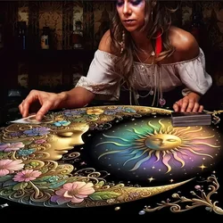 Sun & Moon Mandala Tarot Tablecloth Vibrant Starry Sky Altar Decor For Divination Ritual Cloth Floral Tarot Card Mat Tapestry