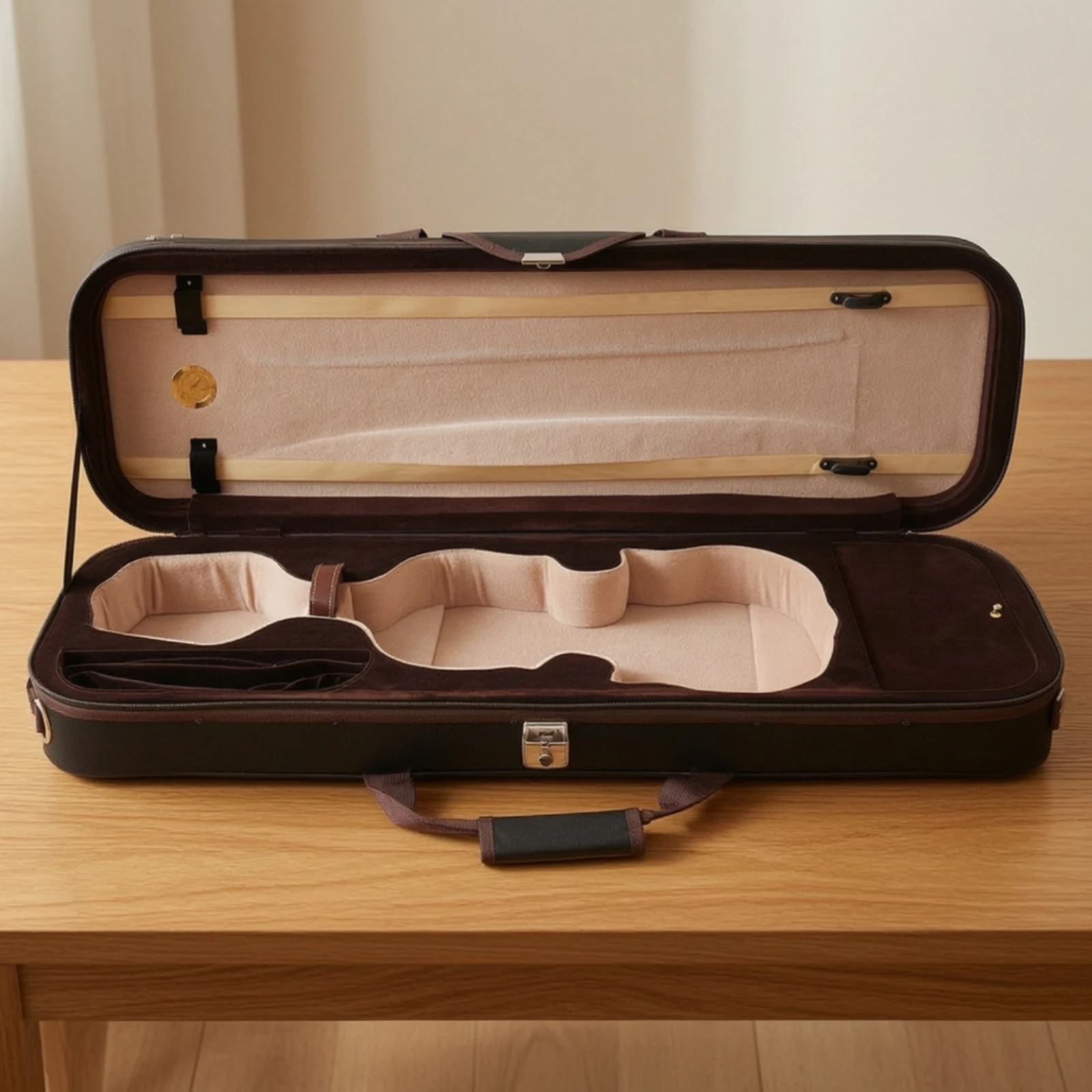 Violin Case with Hygrometer Shockproof Rectangular Violin Case Long-Lasting Easy to Carry for Violinists, Travel, Rehearsal