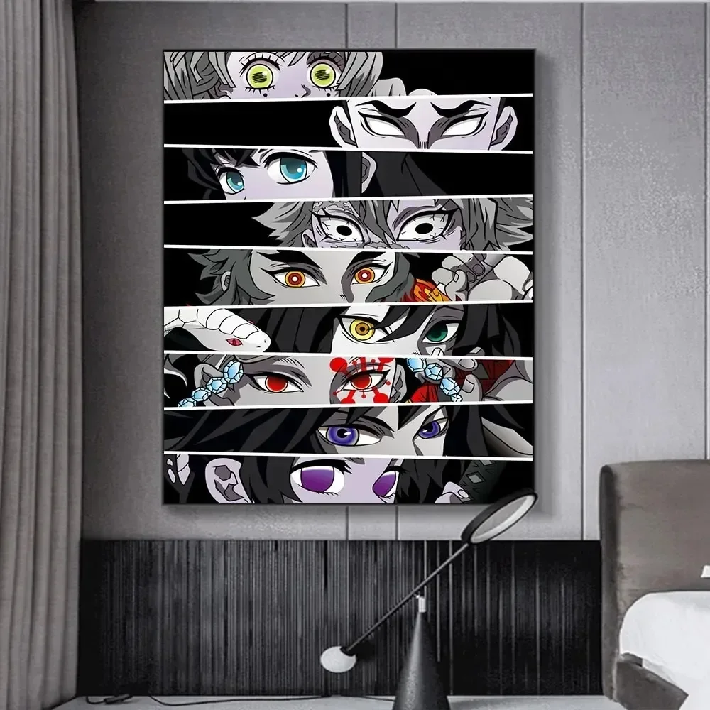 1pc frameless Anime Eyes Demon Slayer Kimetsu No Yaiba Poster Wall Art Print Hashira Cartoon Anime Canvas Painting for Living Ro view 3