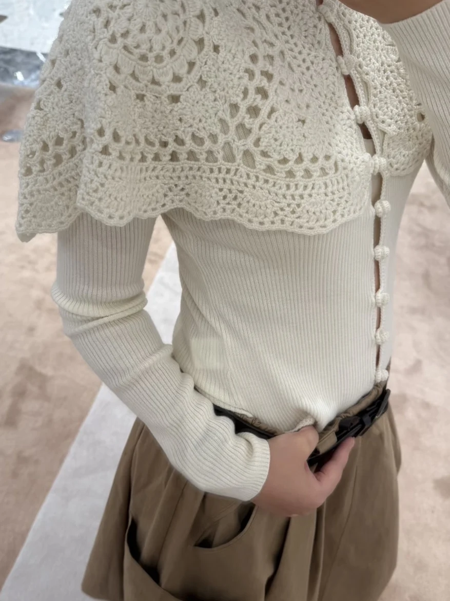 

Модный плотный вязаный шарф с цветочным узором и крючковой отделкой, длинный, приталенный, HEIDD, женская коллекция Весна 2026, трикотаж