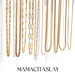 MamacitaSlay water wave chain snake chain Women's stainless steel necklace Bracelets Belly Chain Various styles Jewelry