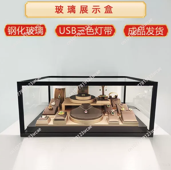 Jewelry Antique Collection Glass Display Cabinet Small Desktop Countertop Counter Watch Glasses Jewelry Showcase Dust-proof