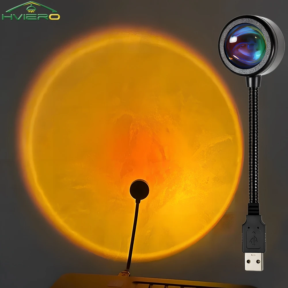 

1/2/4X Rainbow Neon Night Light Projector LED Sunset Lamp USB Room Phone Self Photography Atmosphere Lights Bedroom Wall Decor