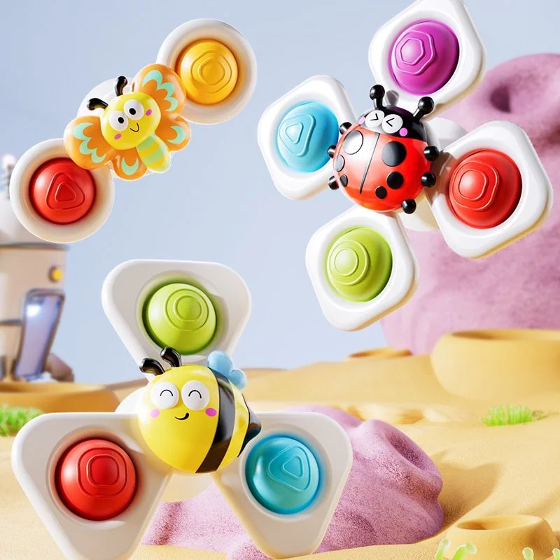 Suction Cup Spinning Cartoon Animal、Insects Spinner Toys Baby High Chair Window Gyro Stress Reliever Kids Bath Toys Gift