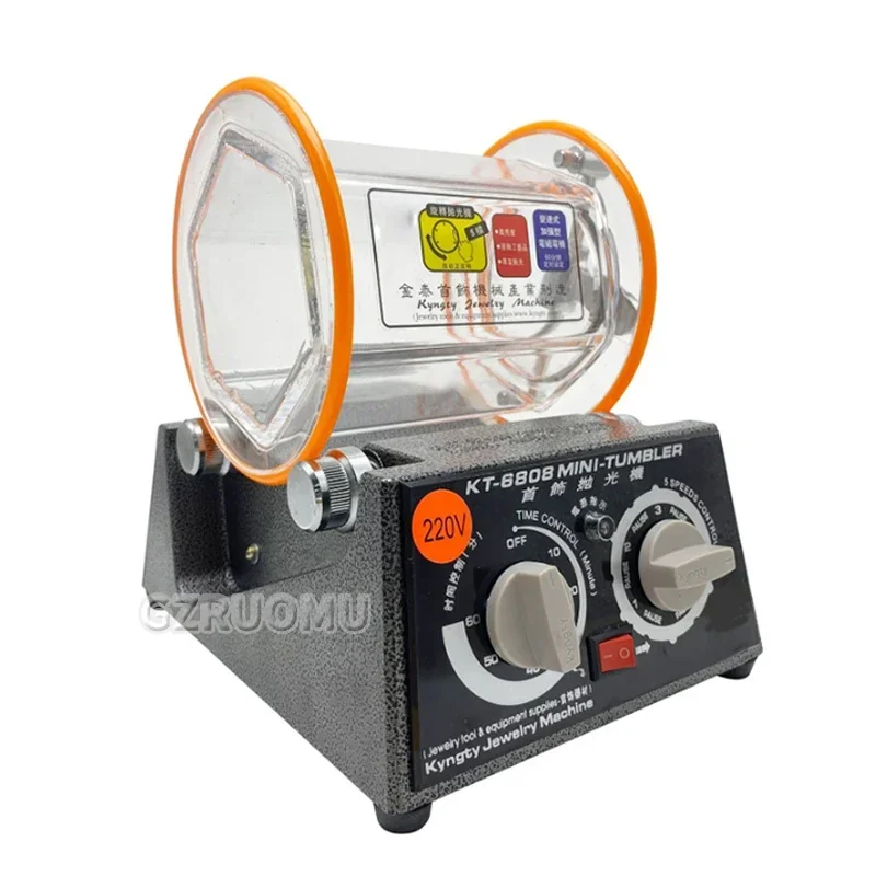 

KT6808 Rotary Tumbler Surface Polisher Jewelry Drum Polishing Machine Gem DIY Mini-Tumbler Finishing Tools Cleaning Machine