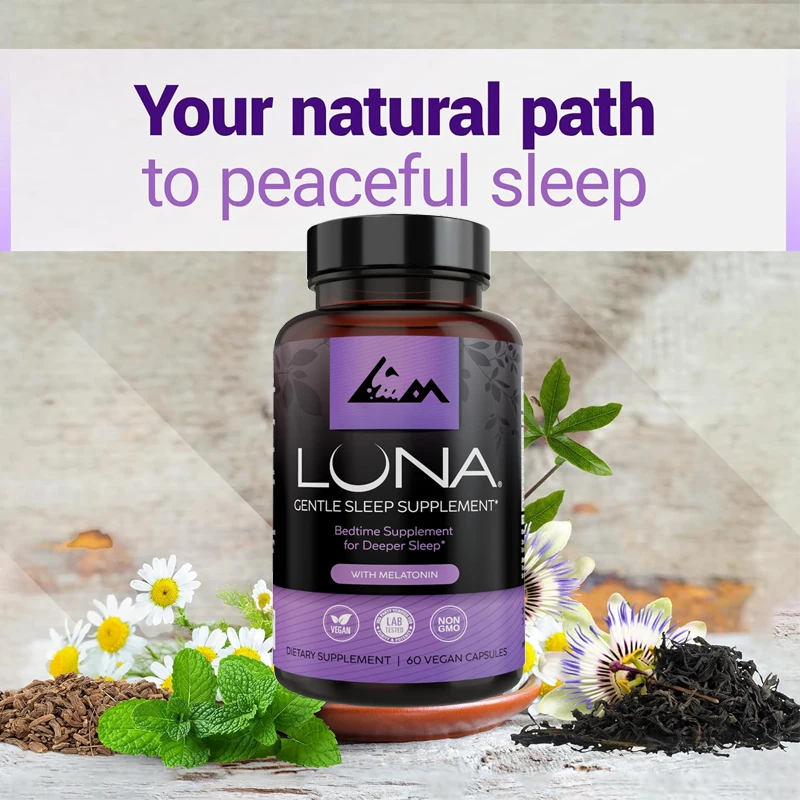 Luna Sleep Aid | Non habitual natural sleep aid, containing valerian root, melatonin, chamomile, lemon balm, etc