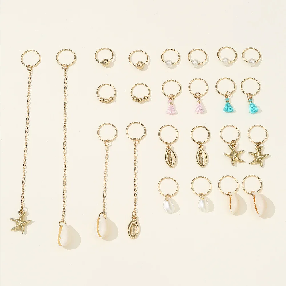 خاتم مجدولة على شكل لؤلؤ للفتيات ، أغطية رأس رائعة متدلية ، طقم شعر نجم البحر ، قشرة حفلات ، 24: إكسسوارات