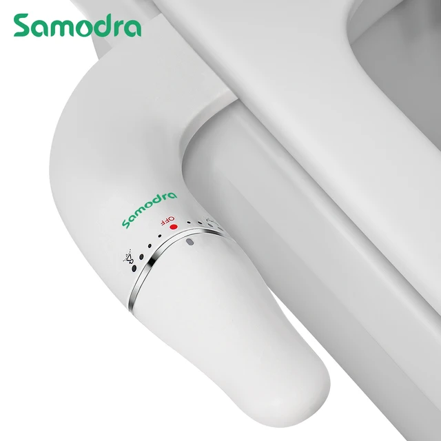 SAMODRA Ultra cienka nasadka bidetowa do deski sedesowej - podwójna dysza, regulowane ciśnienie wody, nieelektryczny rozpylacz do opieki