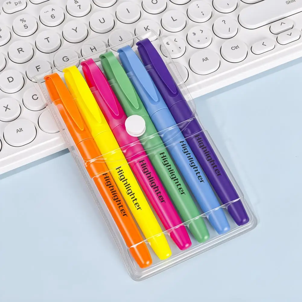 Drawing Graffiti Markers 6pcs Macaron Highlighter Pens Set Soft Pastel Fluorescent Markers for Note Taking Eye for Students