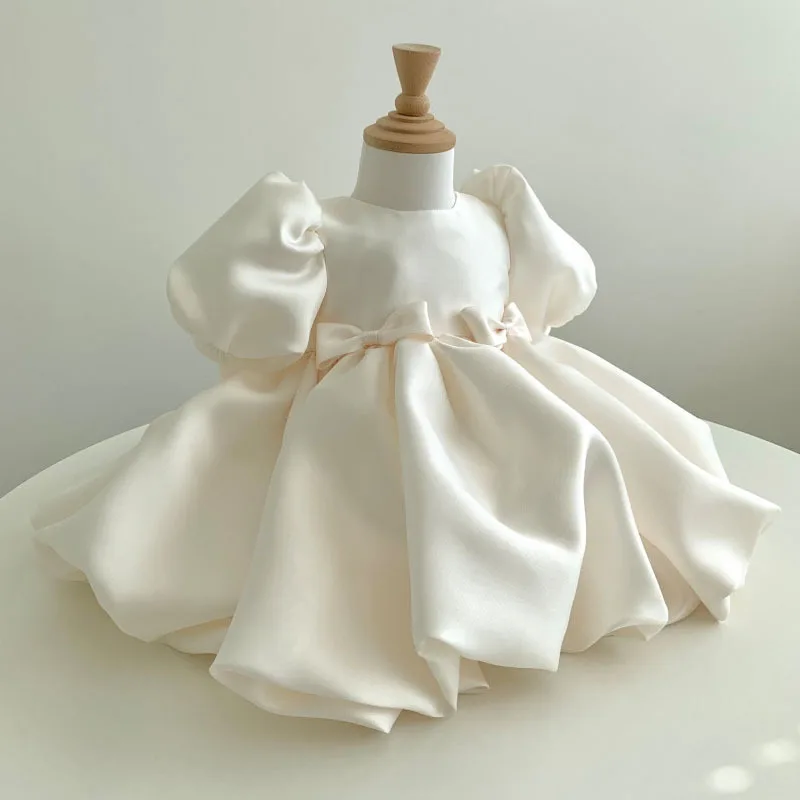 Girls Birthday Baptism Princess Ball Gown Children Cute Bow Puff Sleeve Design Wedding Party Dress g61