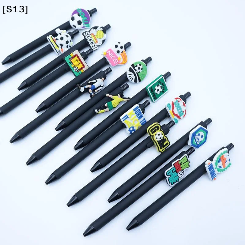 6/12Pcs Creative Foot Theme Black Ink Pens Football Sports Series Writing Office Ballpoint Pen Desktop Essential Accessories[Q]